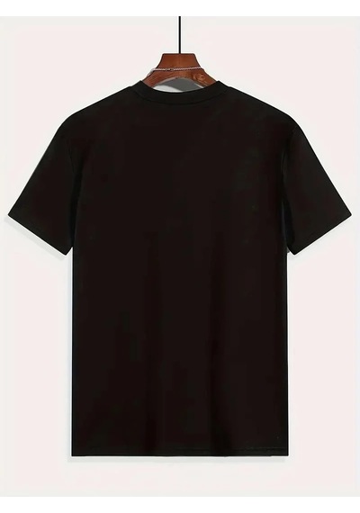 Erkek Tişört Araba Baskılı Kısa Kol T-shirt - Siyah