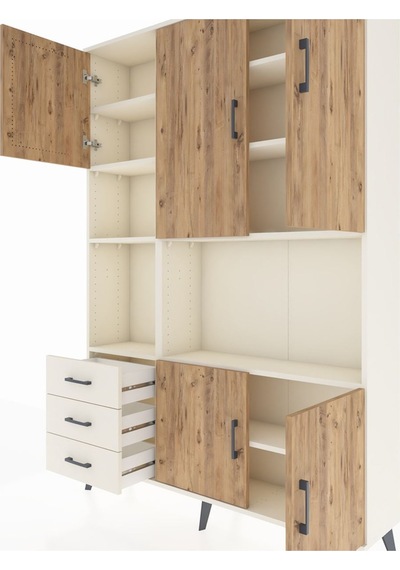 Arges Dolap 9 Raflı 3 Çekmeceli 5 Kapaklı 132x30x195 Aytaşı-ç... Aytaşı