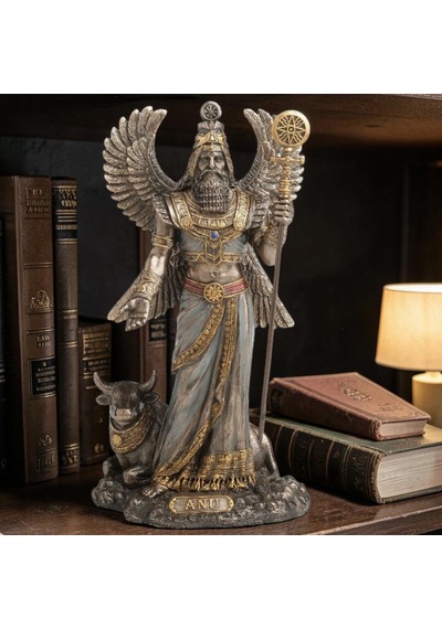 Dekoratif Anu Biblo Wise Veronese Poliresin Mezopotamya Gök Tanrısı Figürü 23 Cm .