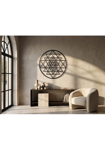 Modern Metal Sri Yantra Mandala Duvar Tablosu Yuvarlak Geometrik Salon Ofis Duvar Dekoru