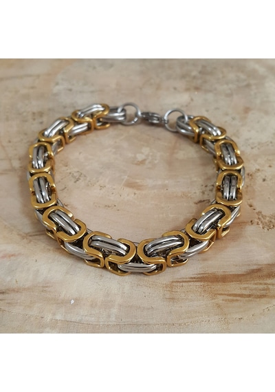 Ehediye Chavin Kalın Kral Model 8 Mm. Gri Çelik Erkek Bileklik Df14Sr Beyaz