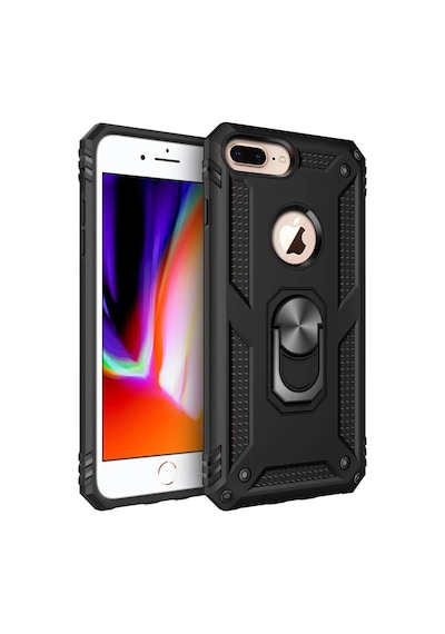 Newface Apple İphone 7 Plus Kılıf Sofya Yüzüklü Silikon Kapak - Siyah