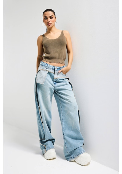 it's basic Kadın T.kot Rengi 12s6-32 Süper Baggy Fit Özel Tasarım Denim Jean