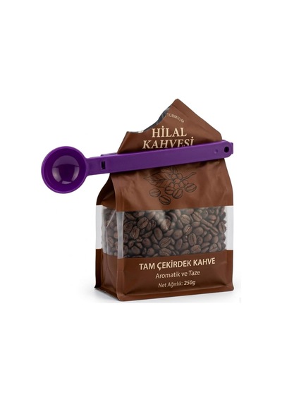 Deinhaus Ölçü Kaşıklı Paket Kilitleme Klipsi, 3'lü Set, Ergonomik Tasarım, Çok Amaçlı Mutfak Aparatı, Mor