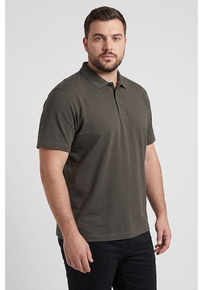Tommy Life Haki Polo Yaka Büyük Beden Battal Erkek T-shirt - 88511