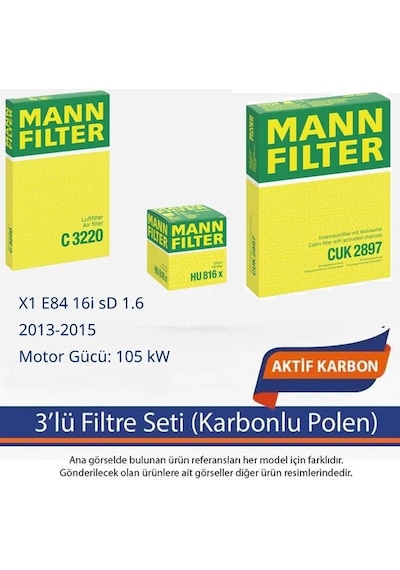 Netpar Bmw X1 E84 16i Sd 1.6 2013-2015 Mann 3'lü Filtre Seti Karbonlu Polen