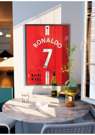 Ronaldo 7 Manutd Forma Tasarımlı Poster Siyah Çerçeveli