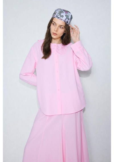 Defacto Regular Fıt Poplin Uzun Kollu Açık Pembe Tunik H6713ax26smpn105 Pembe-pn105