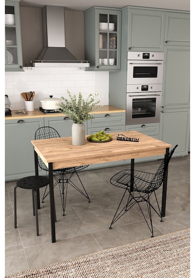 Df01113 Dekoratif Mutfak Masası 120x70 4-6 Kişilik Şık, Modern, Metal Ayaklı Salon Yemek Masası Atlantik Çam Df01113 Dekoratif Mutfak Masası 120x70 4-6 Kişilik Şık, Modern, Metal Ayaklı Salon Yemek Masası Atlantik Çam