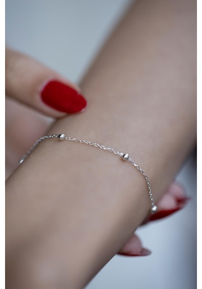 X-lady Accessories Gümüş Renk Kadın Silver Renk Top Zincir Bileklik - 2907 Çok Renkli