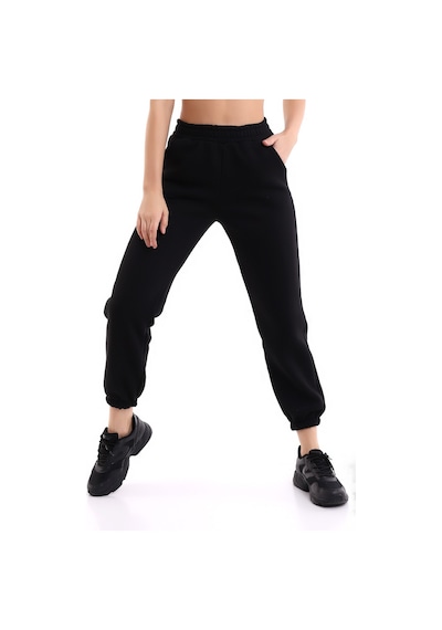 Winmoda34 Jogger Bol Kesim Kalın 3 Iplik Şardonlu Eşofman Altı Kadın Siyah