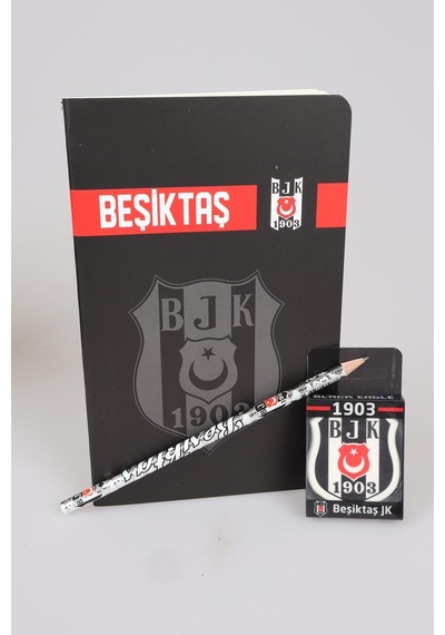 Lisanslı Beşiktaş Noktalı Defter,kurşun Kalem Ve Silgi Seti Altın