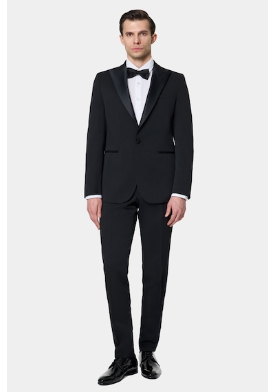 Twn Slim Fit Siyah Krep Desen Smokin Takim Elbise 7ess5e306509m 001