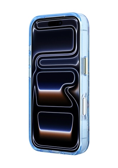 Apple iPhone 18 Pro Uyumlu Kılıf Guess Lisanslı M-safeli Gül Desenli Simli Yazı Logolu Kapak Açık Mavi