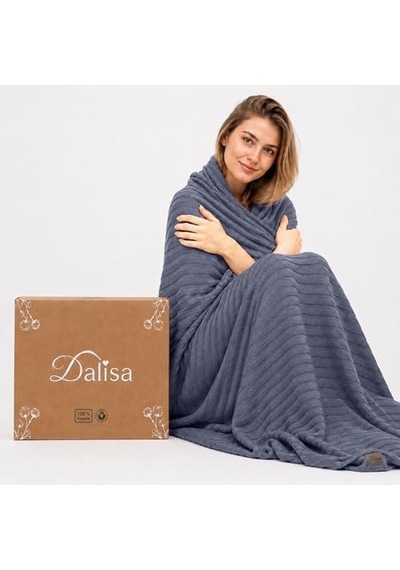 Dalisa%100 Organik Pamuk Örgü Koltuk Battaniyesi, Gri-mavi, 60x80 İnç, Gots Sertifikalı, Tığ Örgü, Yetişkinler İçin, Çevre Dostu Lüks, Lynx Esinli Desen Açik Gri