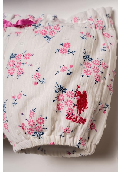 U.S. Polo Assn. U.s. Polo Assn Kız Bebek 2 Li Şort T-şhirt Takım Beyaz-pembe-2279 Beyaz