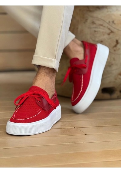 Natural Shoes Mn2602 - Triko Erkek Ayakkabı Kırmızı Kırmızı