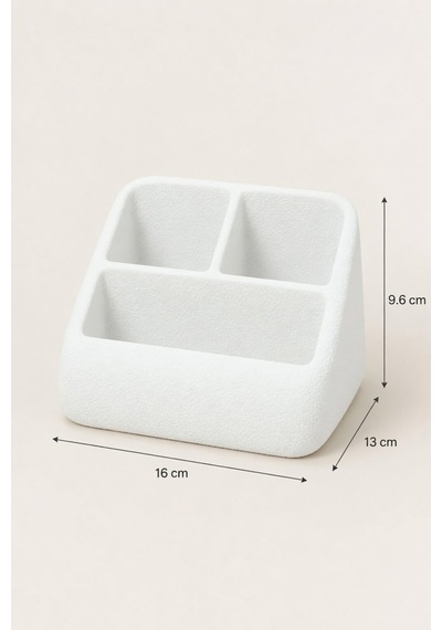 Masa Üstü Kumandalık Organizer Çok Bölmeli Tv Klima Kumanda Standı Düzenleyici 16x13x9.6 Cm Beyaz