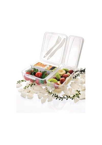 Takeaway Ergonomik Asorti Çatal Bıçaklı Pratik Yoğurt Saklama Kabı Şeffaf