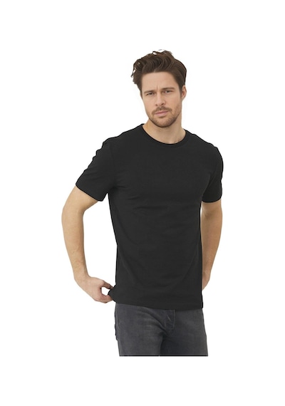 Erkek Slim Fit Dar Kalıp %100 Pamuk Bisiklet Yaka T-shirt Siyah Edw039-siyah Siyah