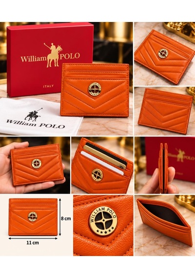 Williampolo Anka Hakiki Deri Unisex Kartlık-ince Tasarım Turuncu