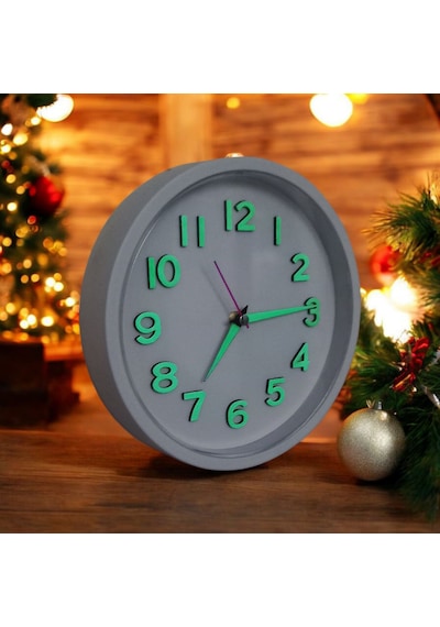 Fosforlu  Duvar Saati Çap 22 Cm Altın Rengi + Zincir Kolye