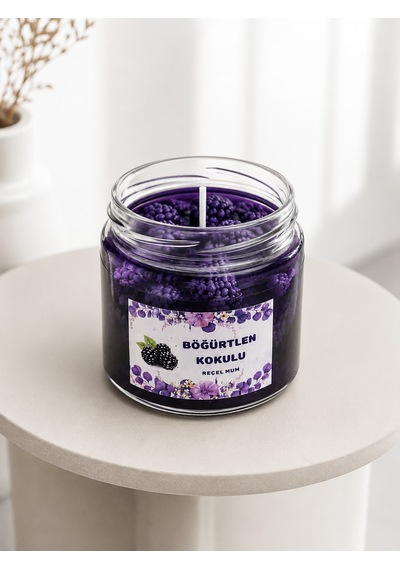 Reçel Mum Böğürtlen Kokulu Mum Dekoratif Mum Mor