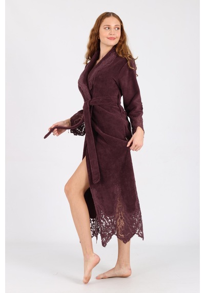 Dantelli Bambu Cotton Triga Bornoz MÜRDÜM