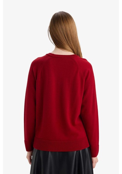 Defacto Yün Karışımlı Regular Fit Bisiklet Yaka Triko Tunik G5867ax25wnrd344 Kırmızı-rd344