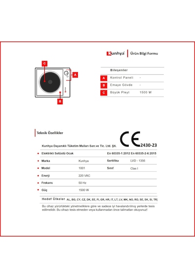 Kunhya 1001-1 Tekli Ocak