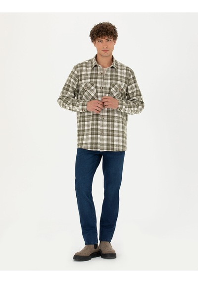 Pierre Cardin Erkek Haki Desenli Gömlek 50274651-vr027 Haki
