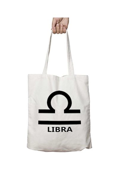 Art Hediye Signo Libra İki Tarafı Kalıcı Baskılı Yıkanabilir Okul Plaj Omuz Bez Çantası Çok Renkli