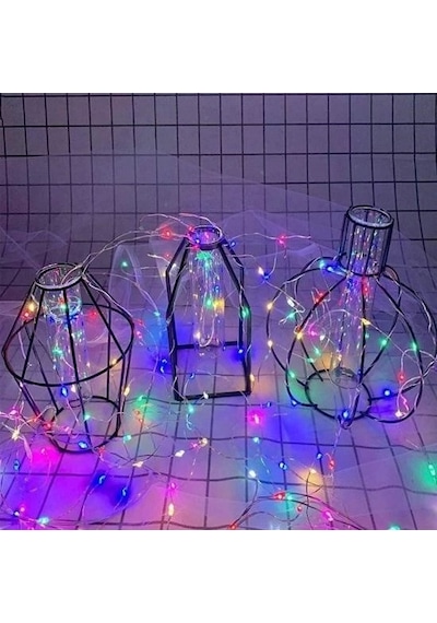 Pilli Renkli Peri Led Işık Dekoratif Aydınlatma 5 Metre Rgb Led Çok Renkli