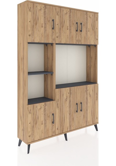 Arges Dolap 9 Raflı 6 Kapaklı 132x30x195 Çam-çam/antrasit Atlas Çam/antrasıt Arges Dolap 9 Raflı 6 Kapaklı 132x30x195 Çam-çam/antrasit Atlas Çam/antrasıt