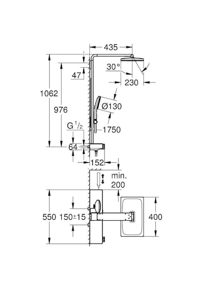 Grohe Rainshower Aqua Pure Duvara Monte Termostatik Bataryalı Duş Sistemi Warm Sunset 100961da00 Metalik