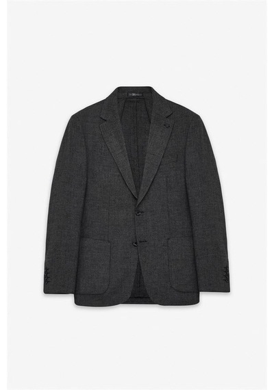 Süvari Siyah Slim Mono Yaka Düz Saten Torba Cep 6 Drop Klasik Ceket Sct2021600009-s09