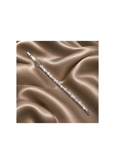 Gümüş Renk Taş Detaylı Su Yolu Bileklik 15 Cm+3 Cm Gümüş - 888900482 Gümüş