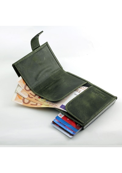 Ancora Leather Crazy Hakiki Deri Erkek Cüzdanı Otomatik Yeşil