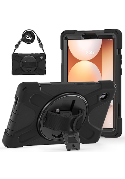 Samsung Galaxy Tab A11 Plus İle Uyumlu Tablet Kılıfı Defender Askı Aparatlı 360 Ayarlanabilir Zırhlı Kapak Kapaklı Kılıf