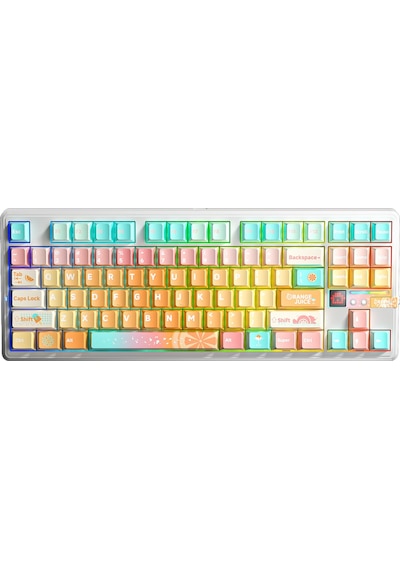 Aula F87 Pro V2 Mekanik Rgb Tkl Meteor Ice Cream Switch Kablosuz Makrolu Hot Swap Klavye Orange Juice