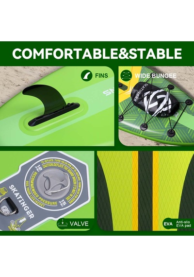 Plans Yeşil Stand Up Paddle Board 335x84x15 Cm Ölçülerinde Şişme Sörf Tahtası Full Set