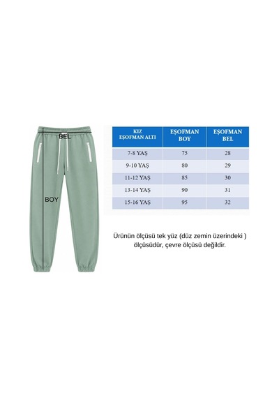 Pina Kids Kız Çocuk İki İplik Çift Cepli Lastikli Paça Eşofman Altı Esf7033 Mint