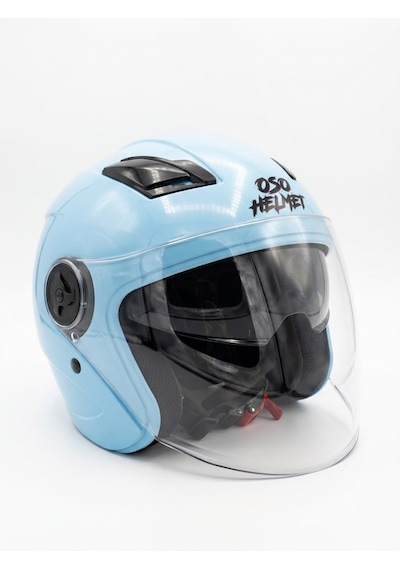 Oso Helmet Yarım Kask Gözlüklü Açık Mavi - Xl Beden