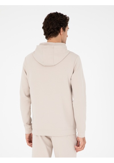 Bej Regular Fit Pamuk Karışımlı Yarım Fermuarlı Sweatshirt