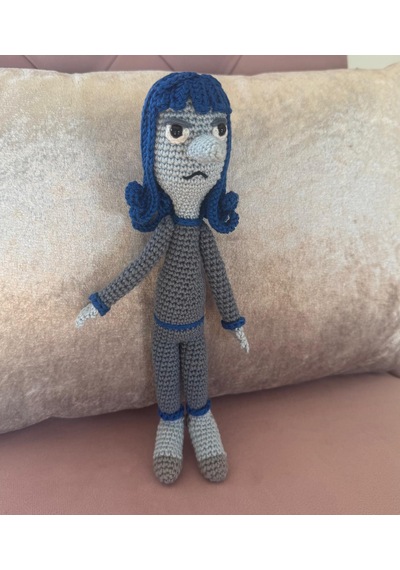 Insıde Out Bored Sıkıldım Amigurumi Oyuncak 24 Cm Gri - Mavi