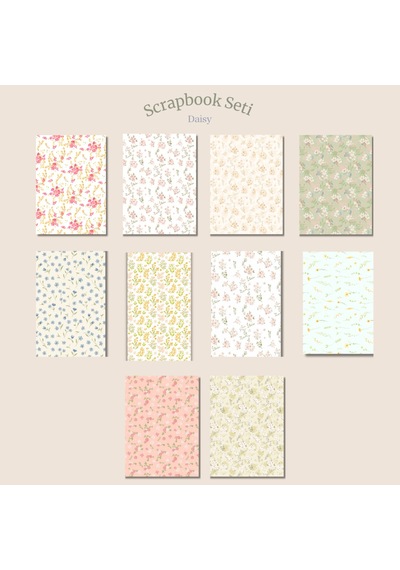 Papatya Temalı Scrapbook Seti 10 Adet A5 Boyutunda Arkası Yapışkanlı Diğer