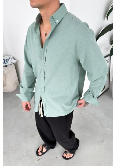 Mint Yeşili Oversize Fresh Keten Gömlek Mint Yeşili Mint Yeşili Oversize Fresh Keten Gömlek Mint Yeşili