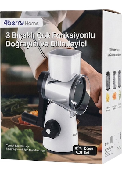 Fb-115 3 Bıçaklı Döner Doğrayıcı Ve Dilimleyici Vakumlu Tabanlı Çok Fonksiyonlu Rende Gri