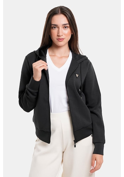 Guess Kadın Olympe Full Kapüşonlu Fermuarlı Sweatshirt - Siyah Siyah