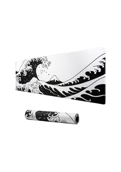Klasse Pro - 10 Farklı Model Dikişli Kenar 90x40 Cm Oyuncu Gaming Mouse Pad Oki Nami Ura, 90x40 Cm